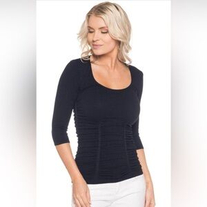 Last Tango 3-Panel Ruched 3/4 Sleeve Top Size M/L